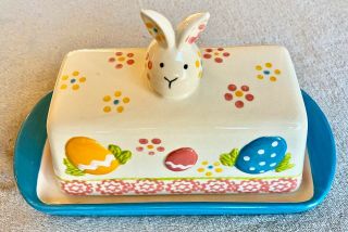 Temp - tations By Tara Old World Easter Egg Hunt - Bunny Butter Dish 2