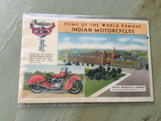 Indian Motorcycle Postcard Vintage Indian Motorcycles Factor Colorful