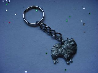 Keeshond Dog Pewter Silver Keychain Christmas Ornament Key Chain Ring Usa Puppy