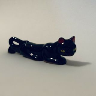 Vintage Ceramic Small Black Panther Leopard Cat Figurine 5 7/8 " Long