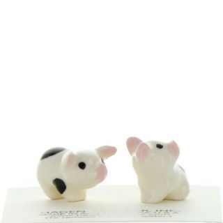 Hagen Renaker Farm Pig Black And White Baby Piglets - Set Of 2 Ceramic Figurines