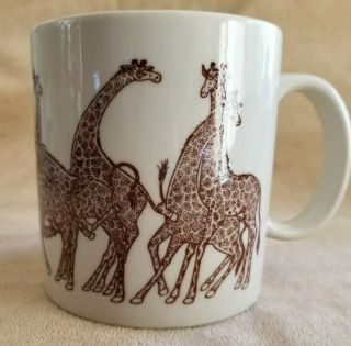 Vintage Taylor Ng Naughty Giraffes Coffee Tea Hot Chocolate Mug Cup Orgy Brown