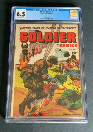 Soldier Comics 1 Cgc 6.  5 | Ow/w Pages | Fawcett Publications 1/52