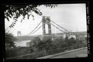 1930 Ft Lee Bridge Manhattan Nyc York City Old Photo Negative S271