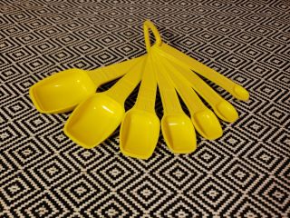 Vintage Canary Yellow Tupperware Measuring Spoons