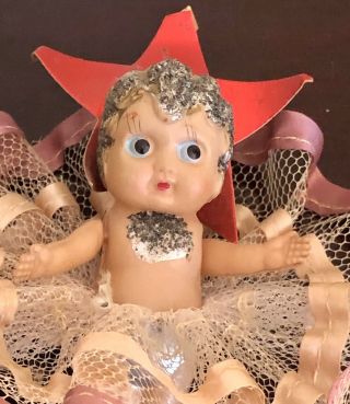 Antique Celluloid CHRISTMAS TREE TOPPER Doll ANGEL FAIRY Ornament Decorations 2
