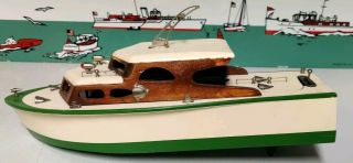Vintage Rico Japan Wheeler/chris Craft Battery Operated Wood Model Boat