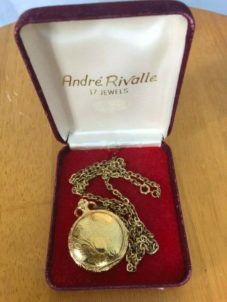 Andre Rivalle 17 Jewels Swiss - Made Gold - Tone Vintage Pocket Watch