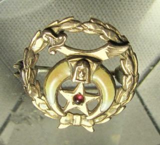 Vintage Masonic Shriner Gold Lapel Pin Crescent Moon Star Scimitar Sword