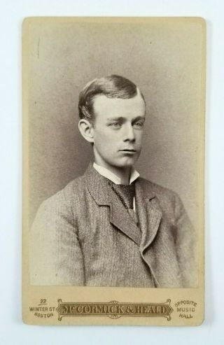 Cdv Photograph Portrait Of A Handsome Young Man Boston Massachusetts