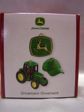 Carlton Cards 2007 John Deere Tractor Hat Christmas Ornament Set NIB CXOR - 145R 3