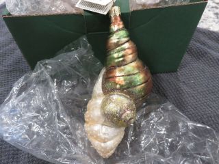 Slavic Treasures Blown Glass Ornament Seashell Cluster Sanddollar Poland Nos