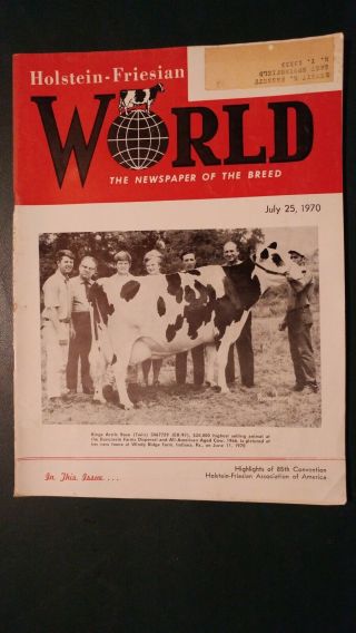 Holstein World 1970 " Kings Artic Rose (ex 97) " Cover Story,  National Convention