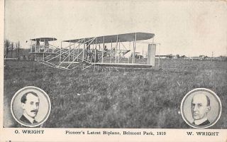 Belmont Park,  Long Island,  Ny,  Wright Brothers & Their Latest Plane Dated 1910