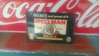 Vintage Red Man Select Chewing Tobacco Gas Oil 18 " Embossed Metal Sign W/indian
