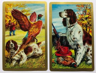 Vintage Swap/playing Cards - Hunting Dogs With Birds - Gold Borders