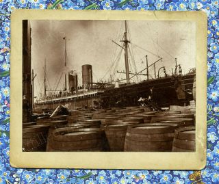 1880s York City Docks Loading Barrels On Rms Etruria Cabinet Photo