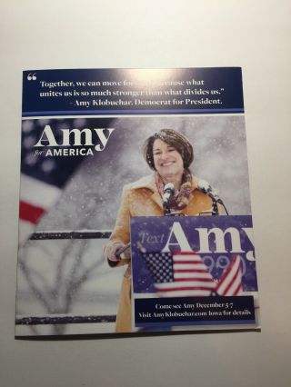 Amy Klobuchar Iowa Mailer President 2020 Rare