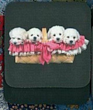 Bichon Frise Puppies Rubber Backed Coasters 0649