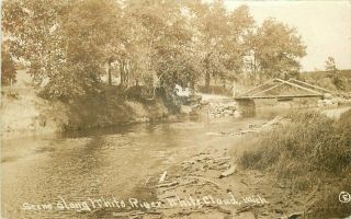 1912 Scene White River Rppc Photo White Cloud Michigan Postcard 10854