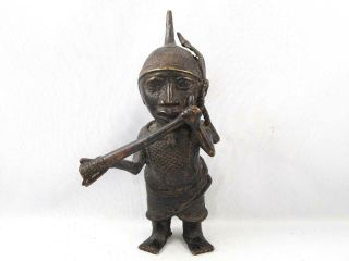 Antique/vintage African Benin Nigeria Bronze/brass Figurine Statue Playing Flute