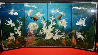 Big 3d Wall Art Panels Fish Vintage Antique Japanese Handmade Mother Pearl Japan