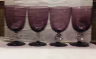 Four (4) Bryce Aquarious Amethyst Cubed Stem Water Goblets By Bryce Brothers 2