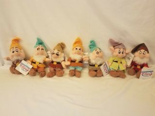 The Disney Store Seven Dwarfs Plush Mini Bean Bags - Set Of 7 Dwarfs With Tags