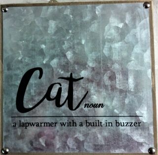 Nwt Metal Sign Mounted On 8 " Wood,  Cat.  Noun.  A Lapwarmer With Built - In Buzzer