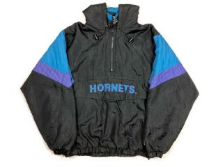 Vintage Starter Charlotte Hornets Jacket Men Large Black Basketball 90s Nba