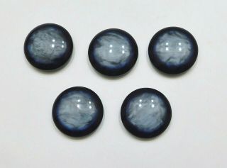 Set 5 Vintage Dome Buttons Marbled Blue Gray Black Shank 1 " Diameter