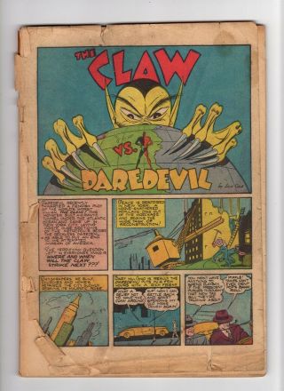 Silver Streak Comics 8 Vintage Lev Gleason The Claw Vs Daredevil Golden Age 10c
