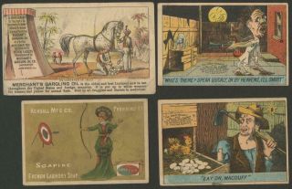 1800s 5 Cds - Merchant’s Gargling Oil Horses,  Halloween - Like Tea Cd,  Lady Archer