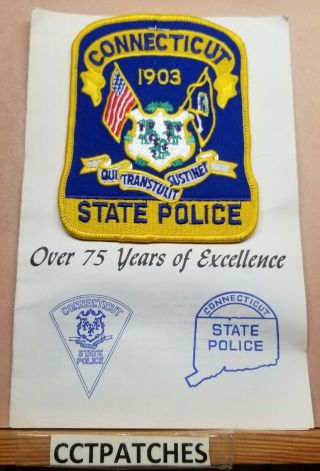 Connecticut State Police Felt With Booklet Shoulder Patch Ct