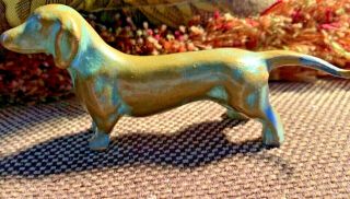 Vintage Small Bronze Dachshund Dog 3 1/2 Inches Long