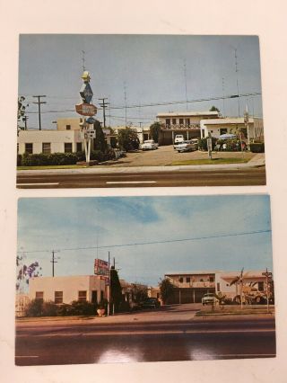 2 California Motel Postcards San Diego Ca Hwy 80 1950 