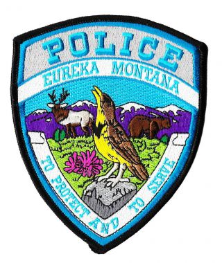 Police Patch Montana Mt Eureka Western Meadowlark Elk Tabacco River Valley Pd