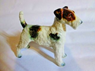 Vintage Large Dog Figurine Wire Hair Fox Terrier 6 " X 8 " Occupied Japan