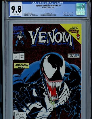 Venom Lethal Protector Issue 1 Cgc 9.  8 Nm/mt Marvel Comic 1993 Amricons K4