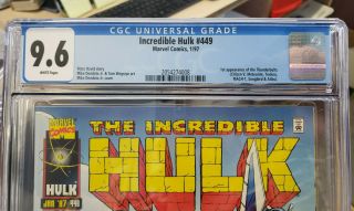 INCREDIBLE HULK 449 - CGC Grade 9.  6 - 1st appearance of the THUNDERBOLTS 2