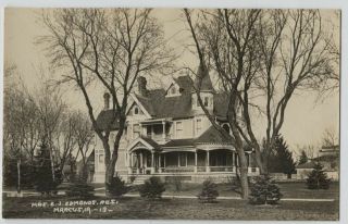1910 Era Marcus Iowa Maj E.  J.  Edmonds House Real Photo Postcard Rppc