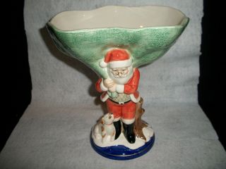 Fitz And Floyd Santa Claus Christmas Candy Ceramic Candy Dish Exc.  8x8