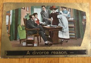 Black Americana Racist Post Card A Divorce Reason Posted 1909