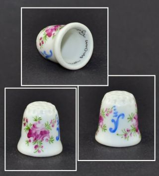France Hand Painted Flowers Thimble 4