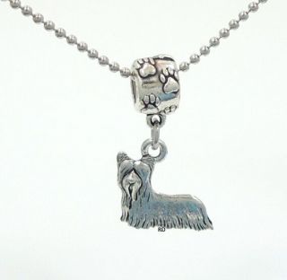 Skye Terrier Lovers Charm On Pawprint Slider For Bracelet Or Necklace