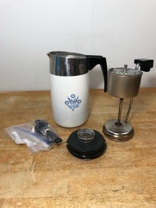 Vintage Corning Ware Blue Cornflower Electric 10 Cup Coffee Pot E - 1210
