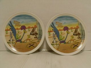 Vintage Looney Tunes 9 " Melamine Plate Roadrunner Wiley E.  Coyote Bugs Bunny Vgc