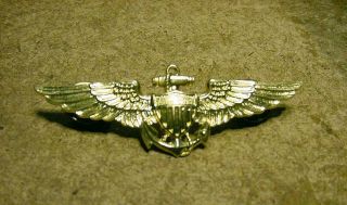 Vintage Us Navy Aviation Pilot Uniform Wings Badge Pin 2 3/4 " Long
