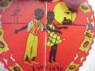 Vintage Black Americana Valentines Day Greeting Card Honeycomb Tissue Paper