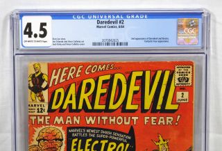 Daredevil 2 CGC 4.  5 Marvel Comics 6/1964 Electro Fantastic Four Appearance Lee 2